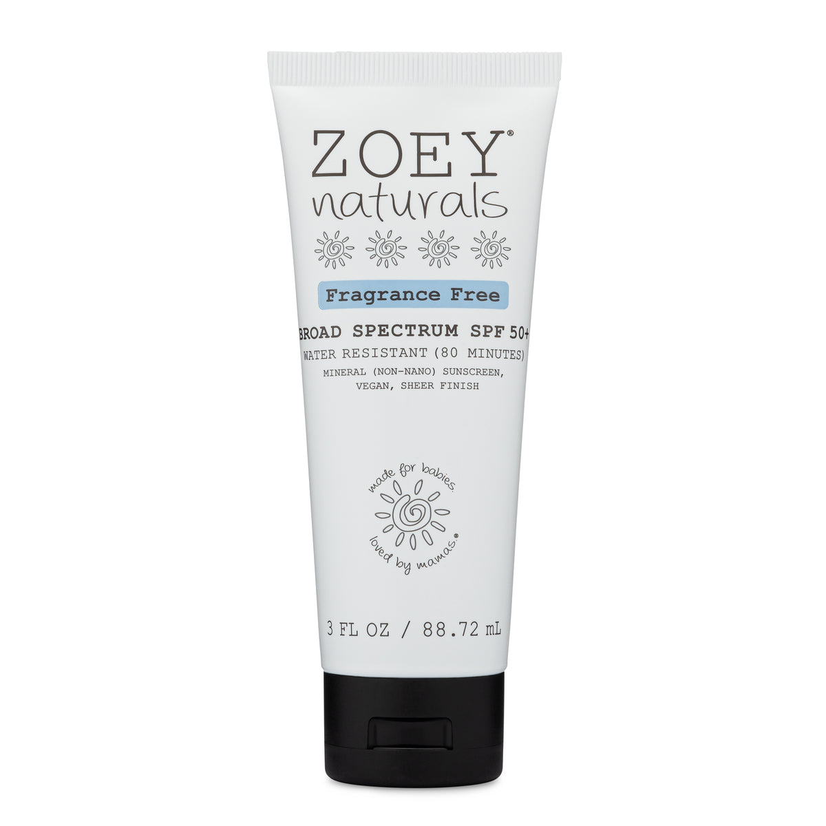 Zoey Naturals SPF 50+ Sheer Finish Mineral Sunscreen Fragrance Free