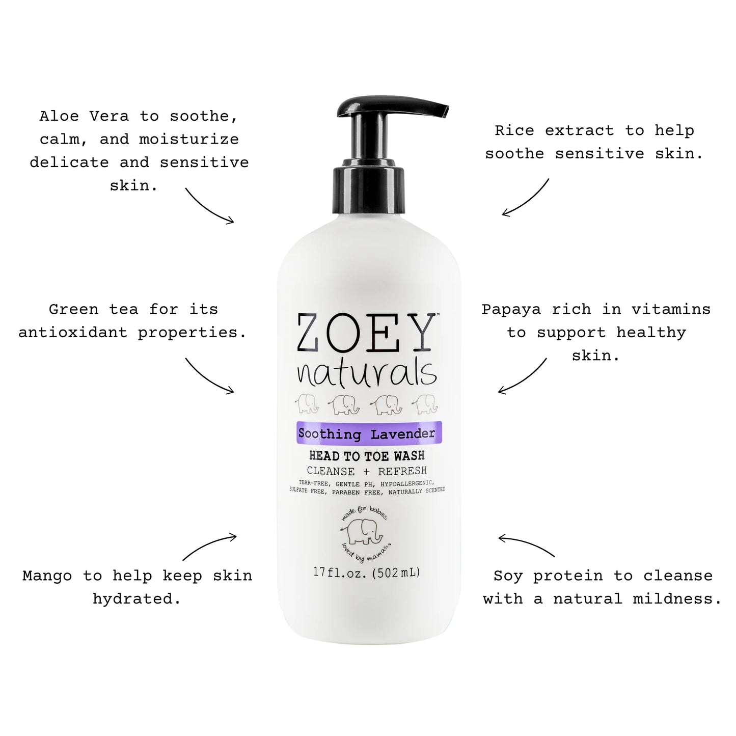 Zoey Naturals Soothing Lavender Head to Toe Wash