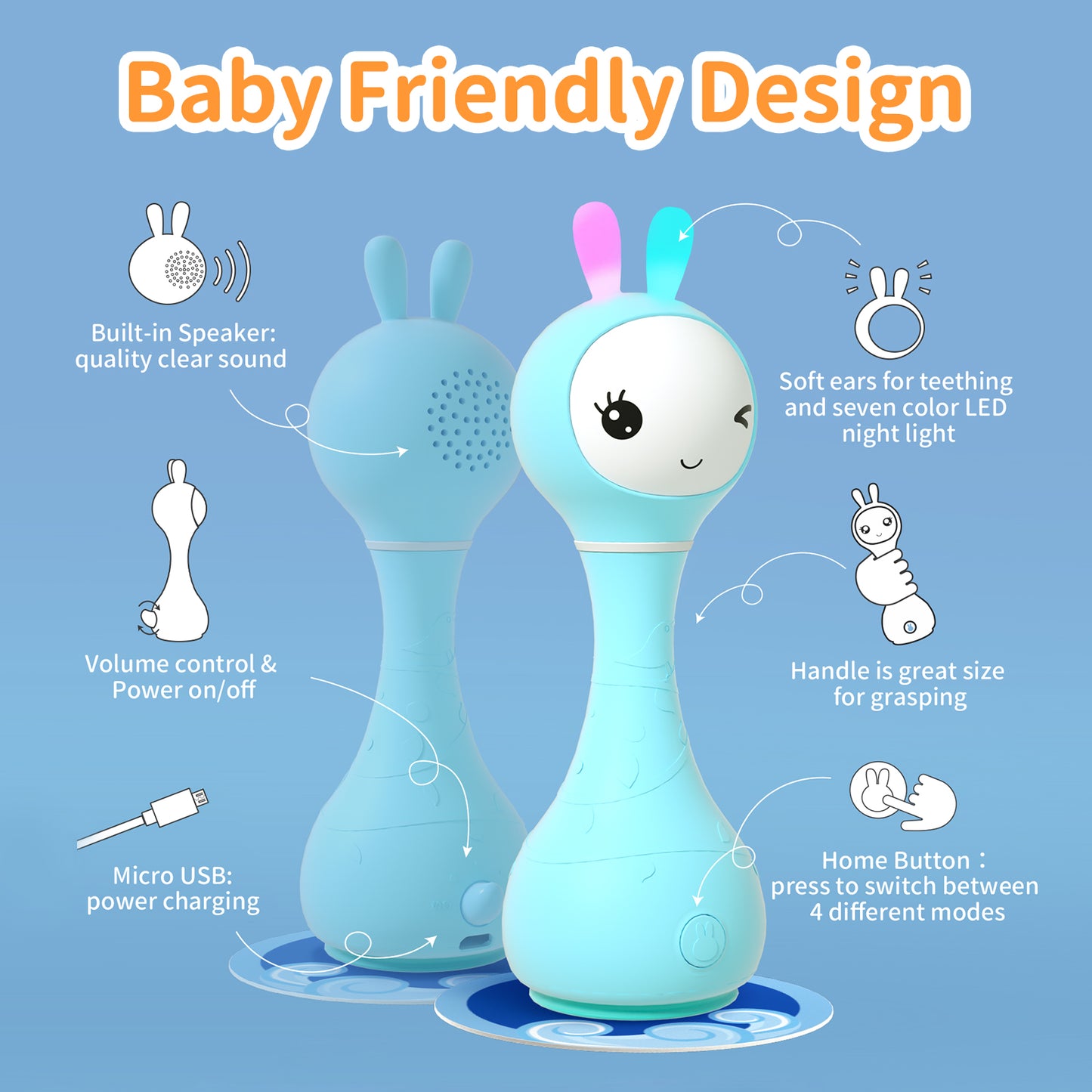 Alilo Smarty Smart Musical Baby Rattle & Nightlight