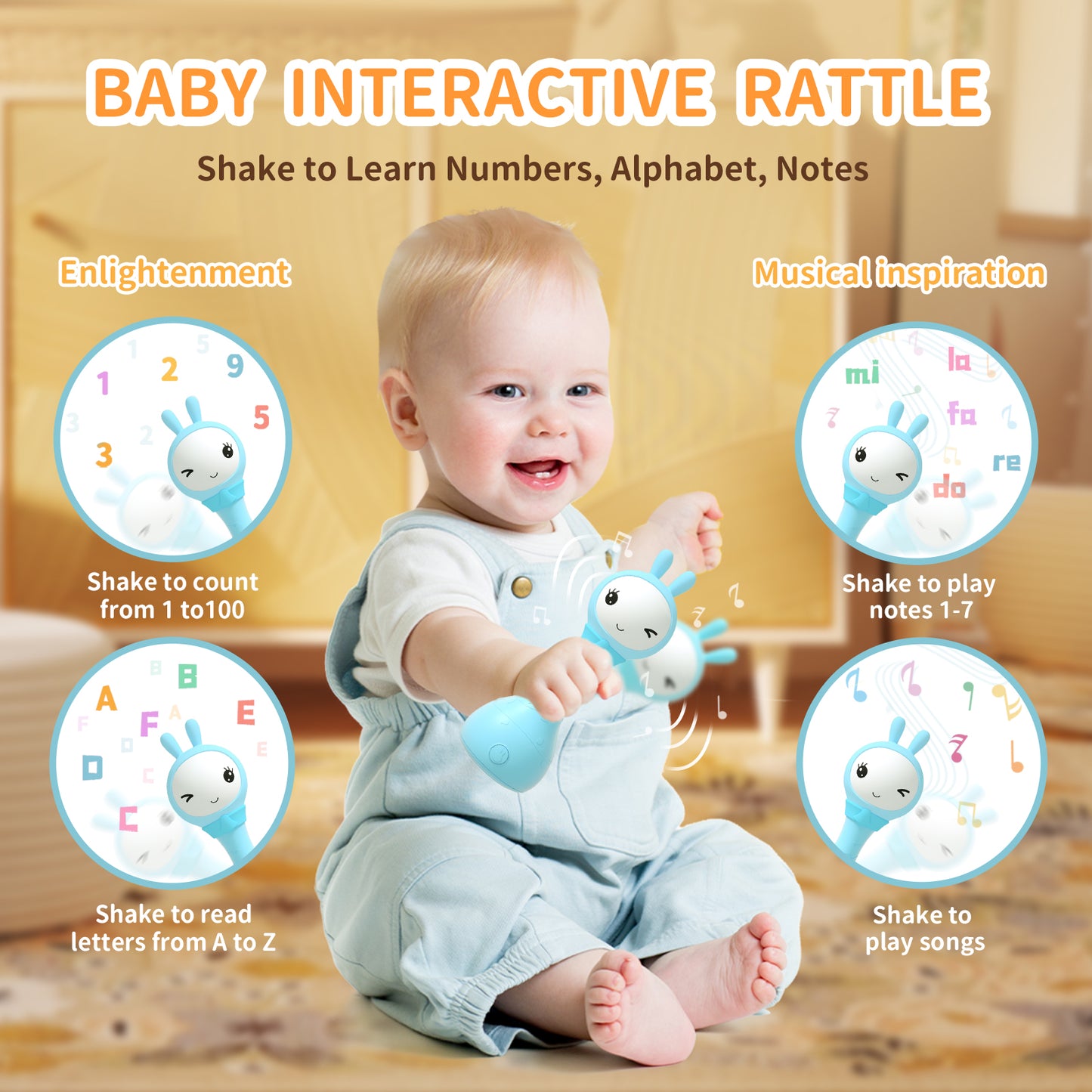 Alilo Yoyo - Talking Bunny Baby Rattle & Learning Toy