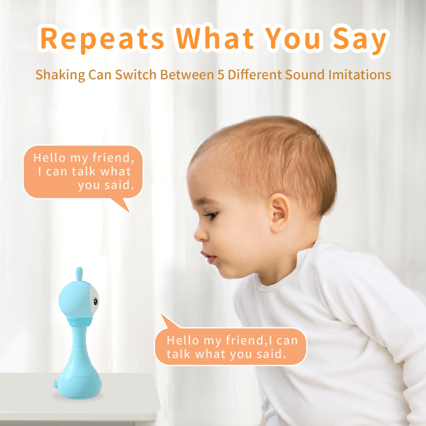 Alilo Yoyo - Talking Bunny Baby Rattle & Learning Toy