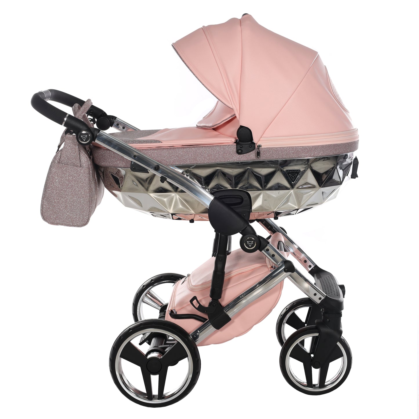 Junama Handcraft Glitter 3 in 1 Stroller Platinum Pink