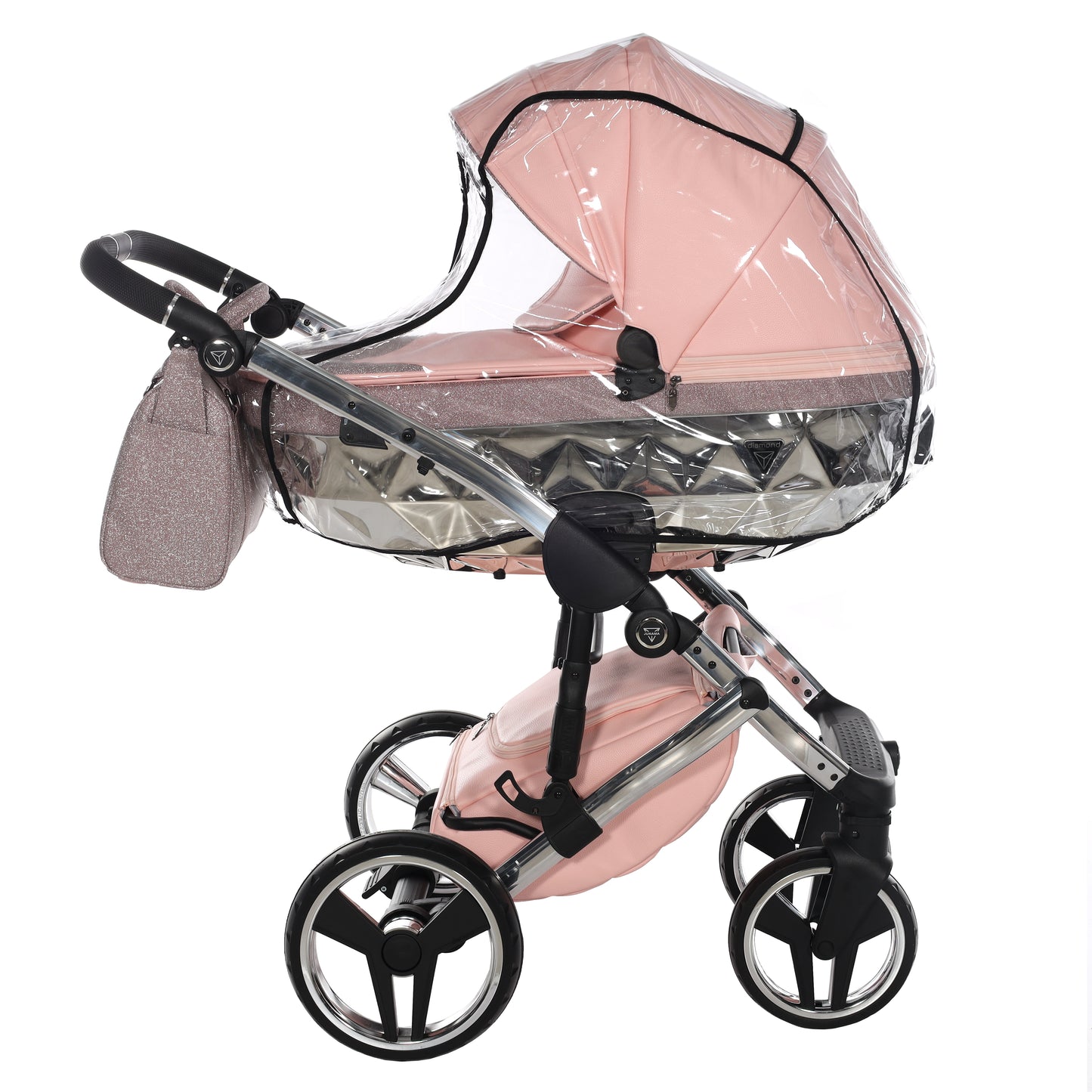 Junama Handcraft Glitter 3 in 1 Stroller Platinum Pink