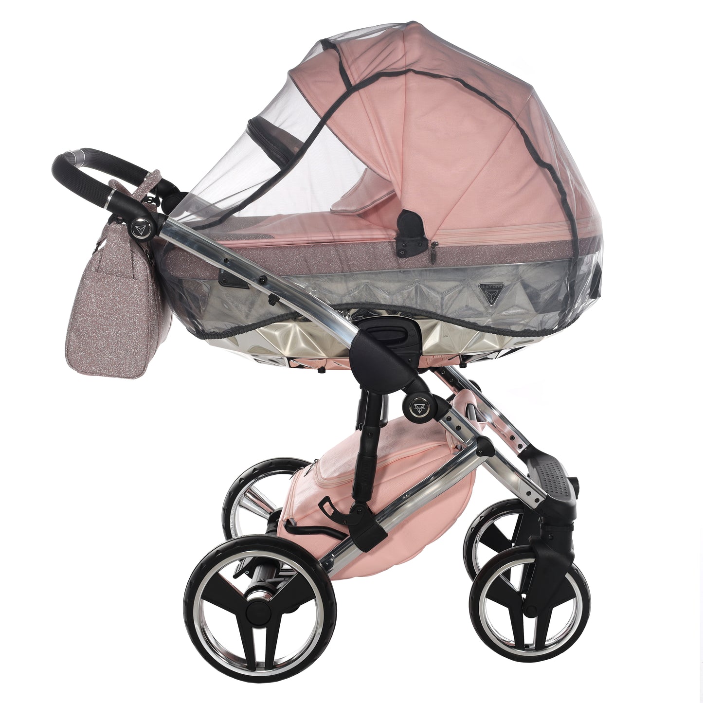 Junama Handcraft Glitter 3 in 1 Stroller Platinum Pink