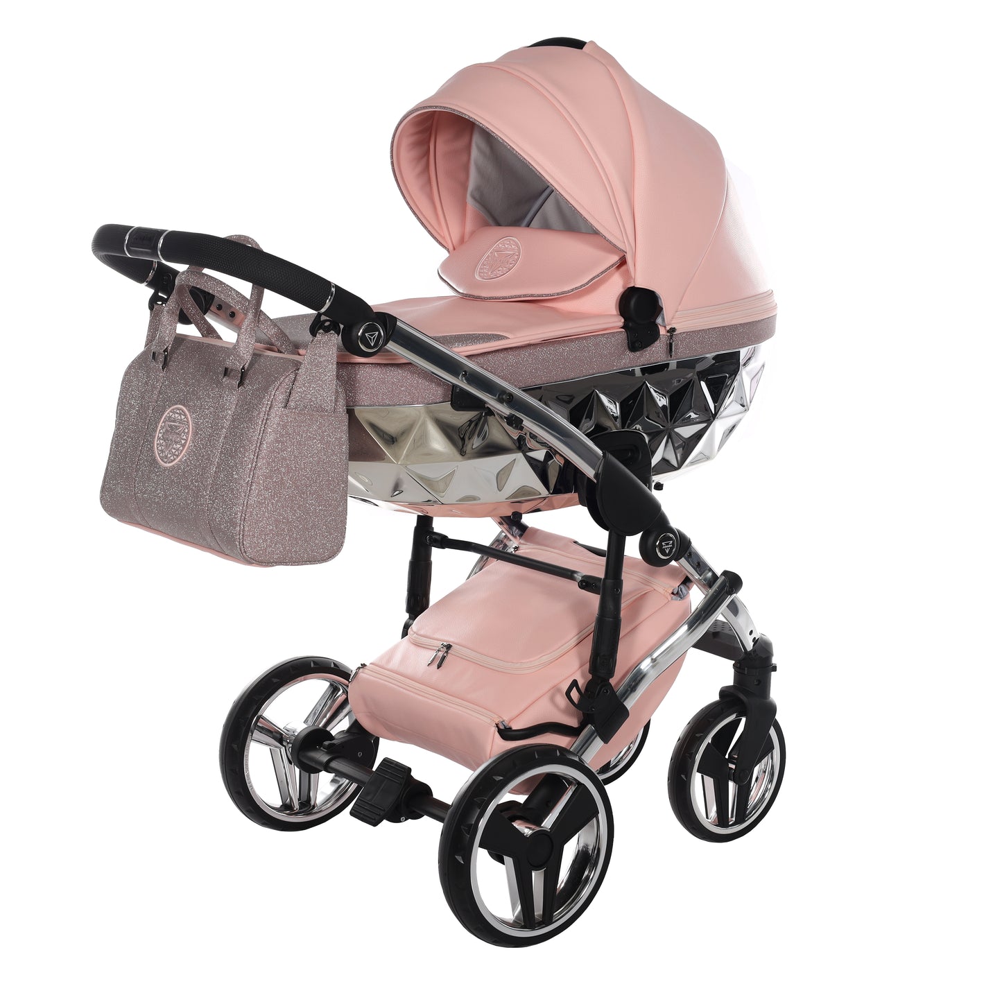 Junama Handcraft Glitter 3 in 1 Stroller Platinum Pink