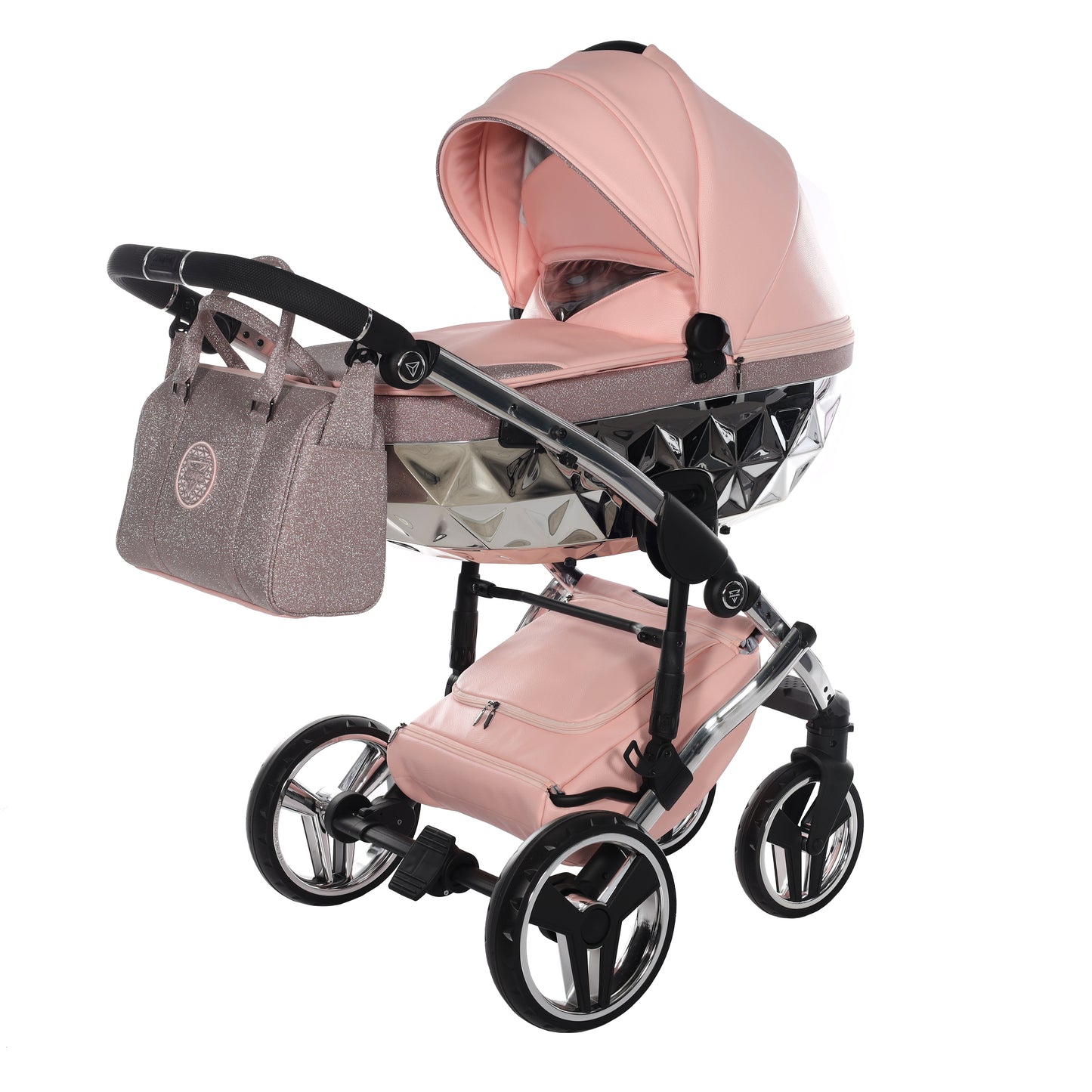 Junama Handcraft Glitter 3 in 1 Stroller Platinum Pink