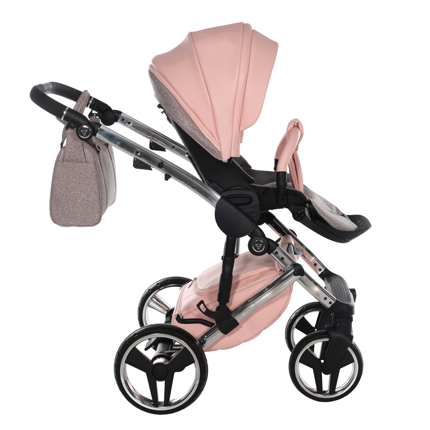 Junama Handcraft Glitter 3 in 1 Stroller Platinum Pink