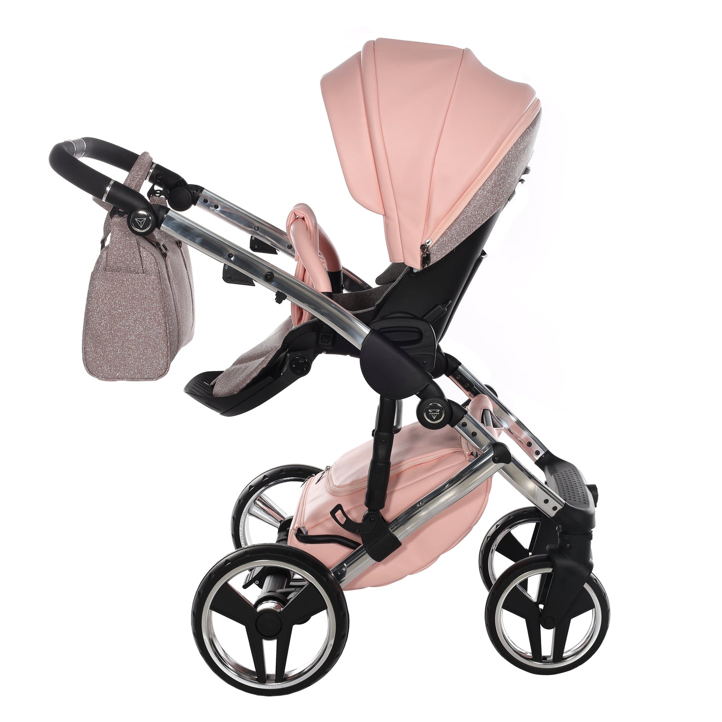 Junama Handcraft Glitter 3 in 1 Stroller Platinum Pink