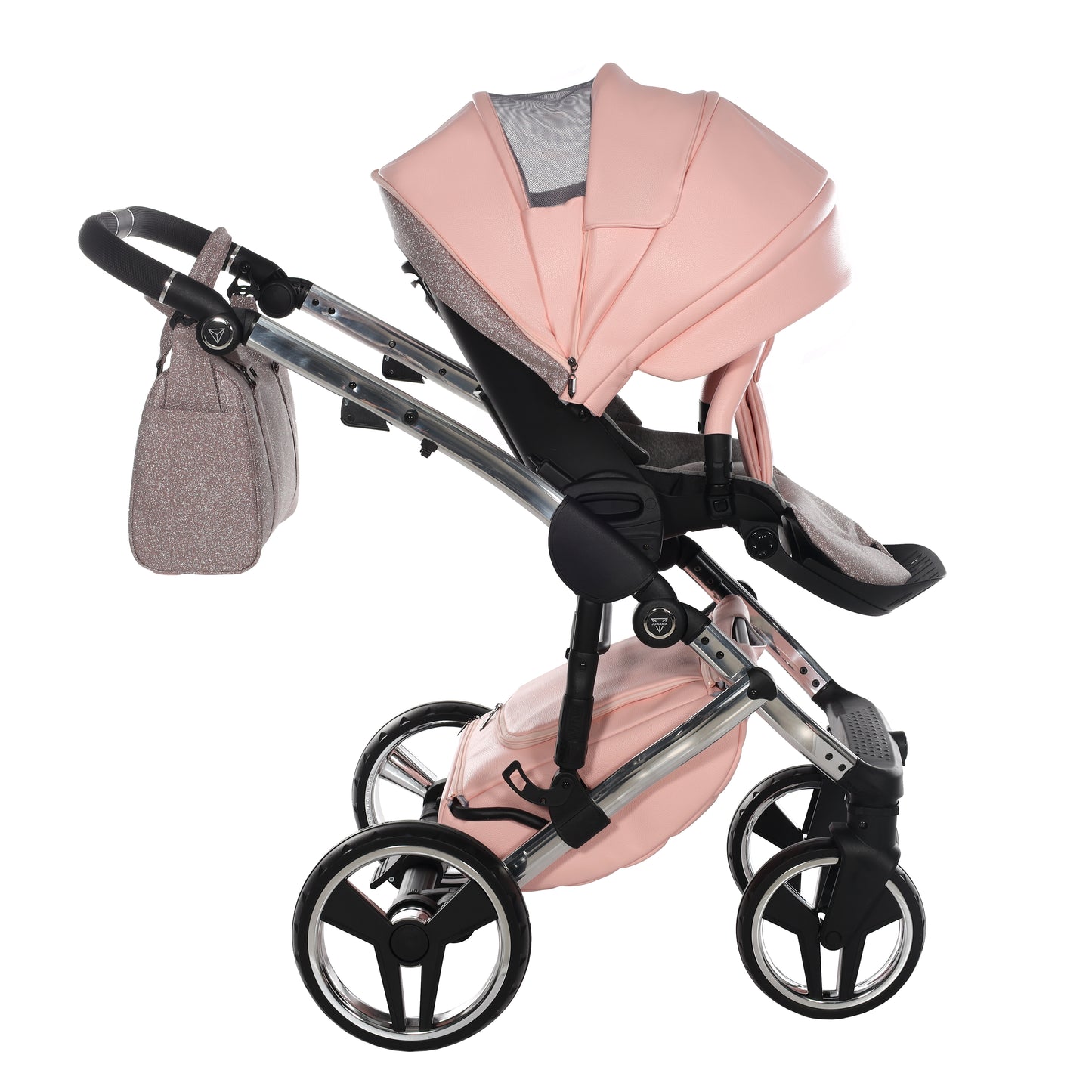 Junama Handcraft Glitter 3 in 1 Stroller Platinum Pink