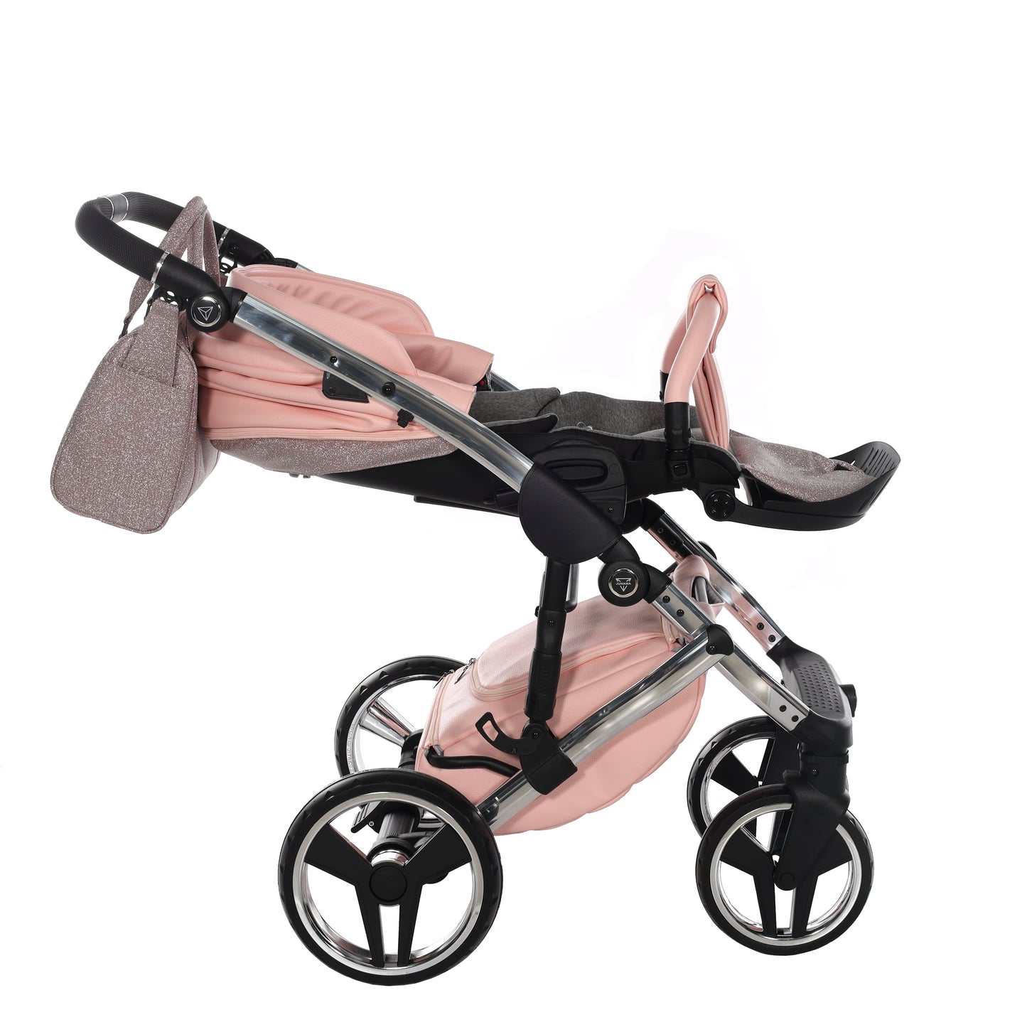 Junama Handcraft Glitter 3 in 1 Stroller Platinum Pink