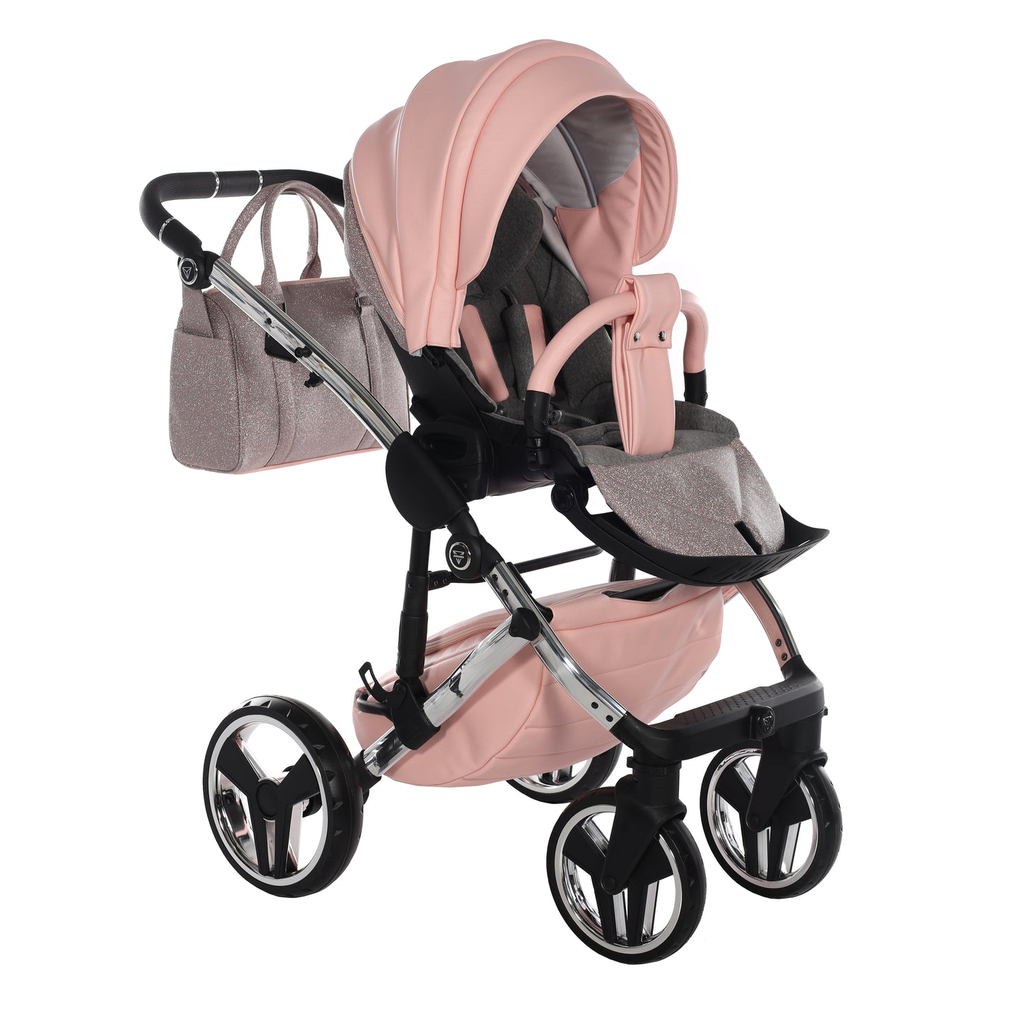 Junama Handcraft Glitter 3 in 1 Stroller Platinum Pink