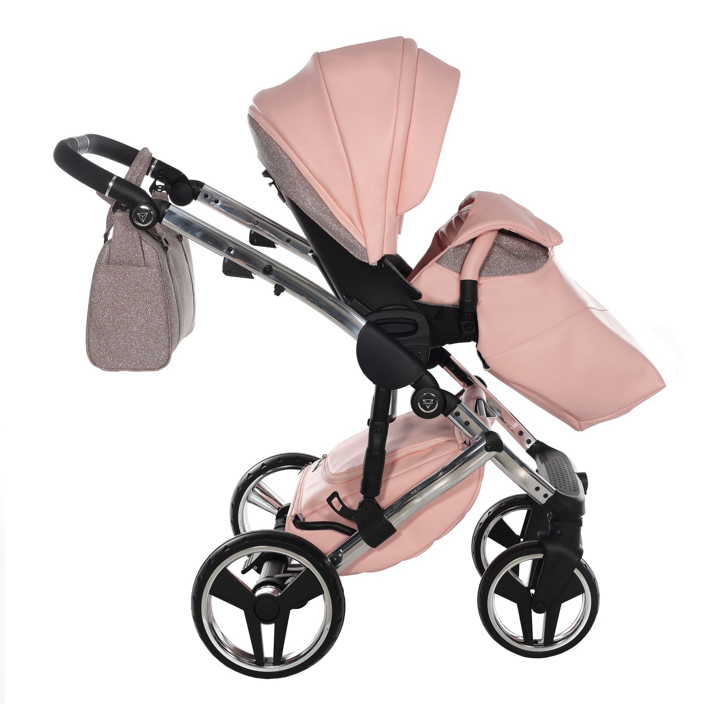 Junama Handcraft Glitter 3 in 1 Stroller Platinum Pink