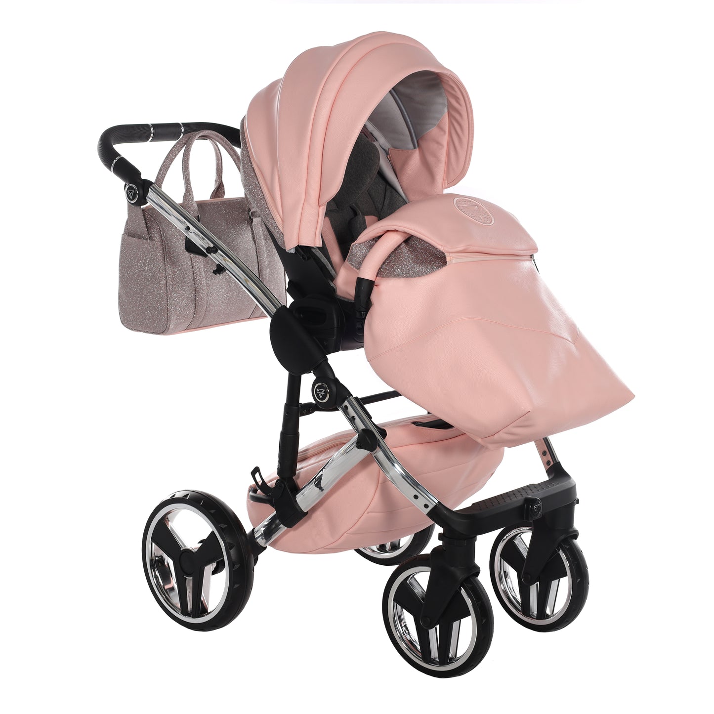 Junama Handcraft Glitter 3 in 1 Stroller Platinum Pink