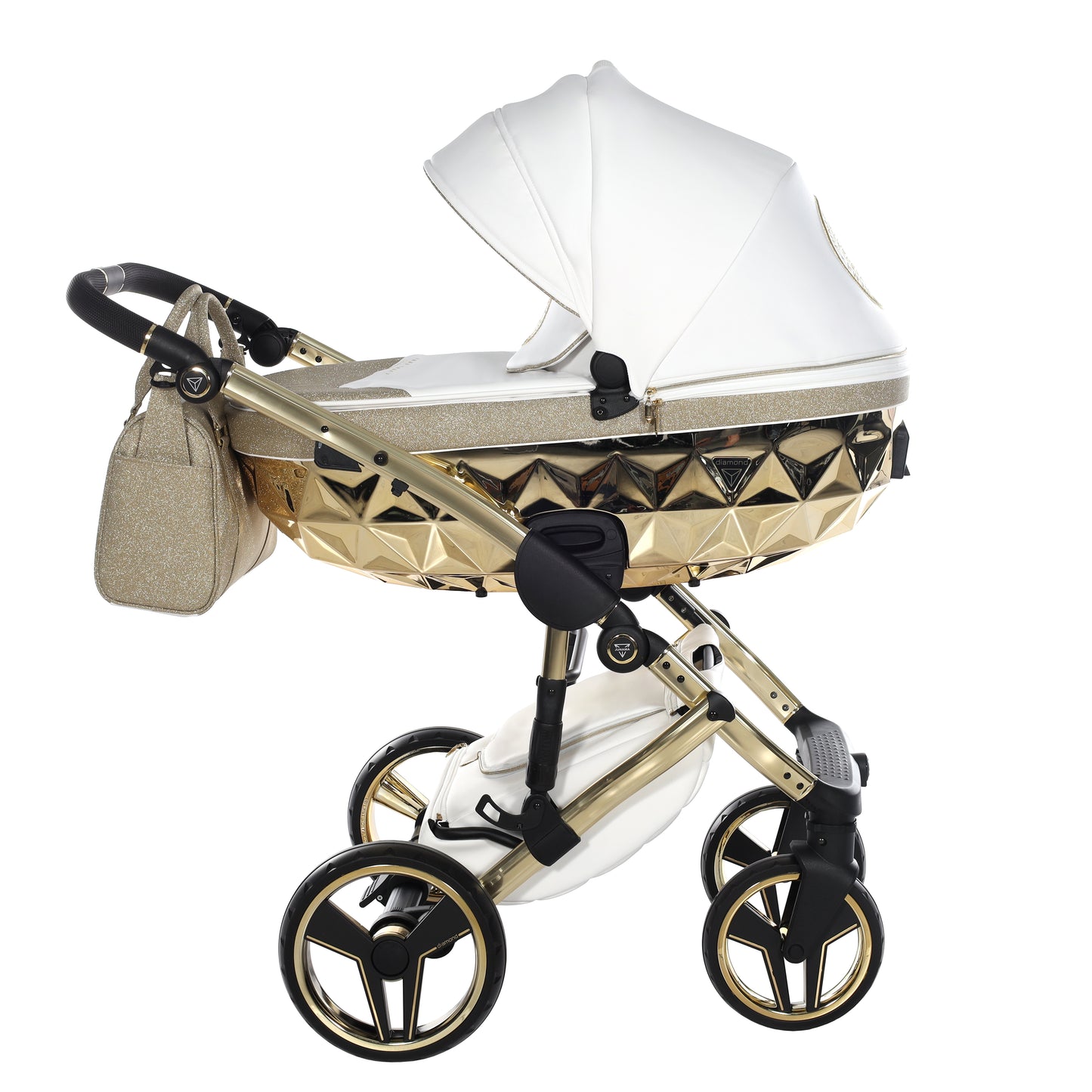 Junama Handcraft Glitter 3 in 1 Stroller Gold White