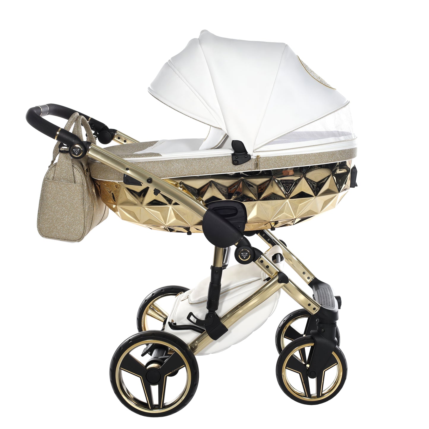 Junama Handcraft Glitter 3 in 1 Stroller Gold White