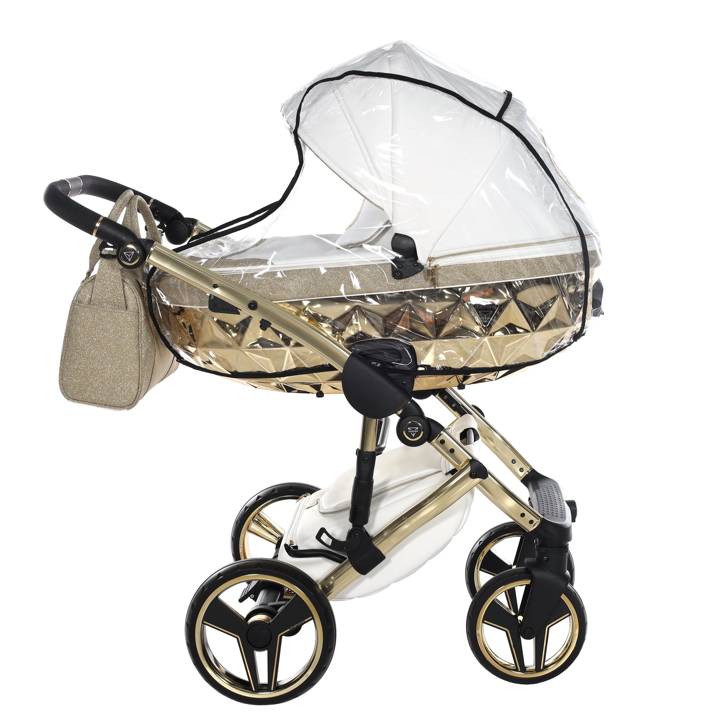 Junama Handcraft Glitter 3 in 1 Stroller Gold White