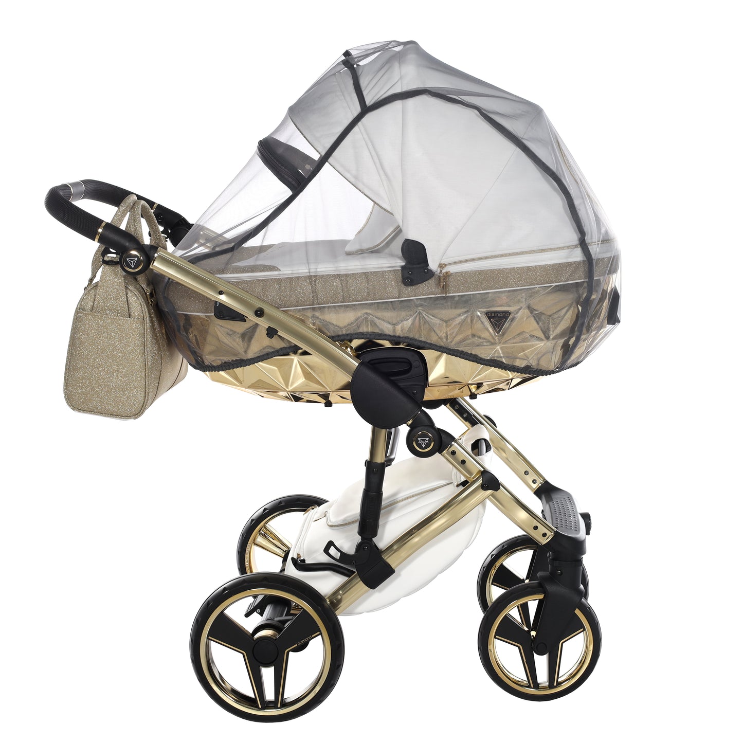 Junama Handcraft Glitter 3 in 1 Stroller Gold White