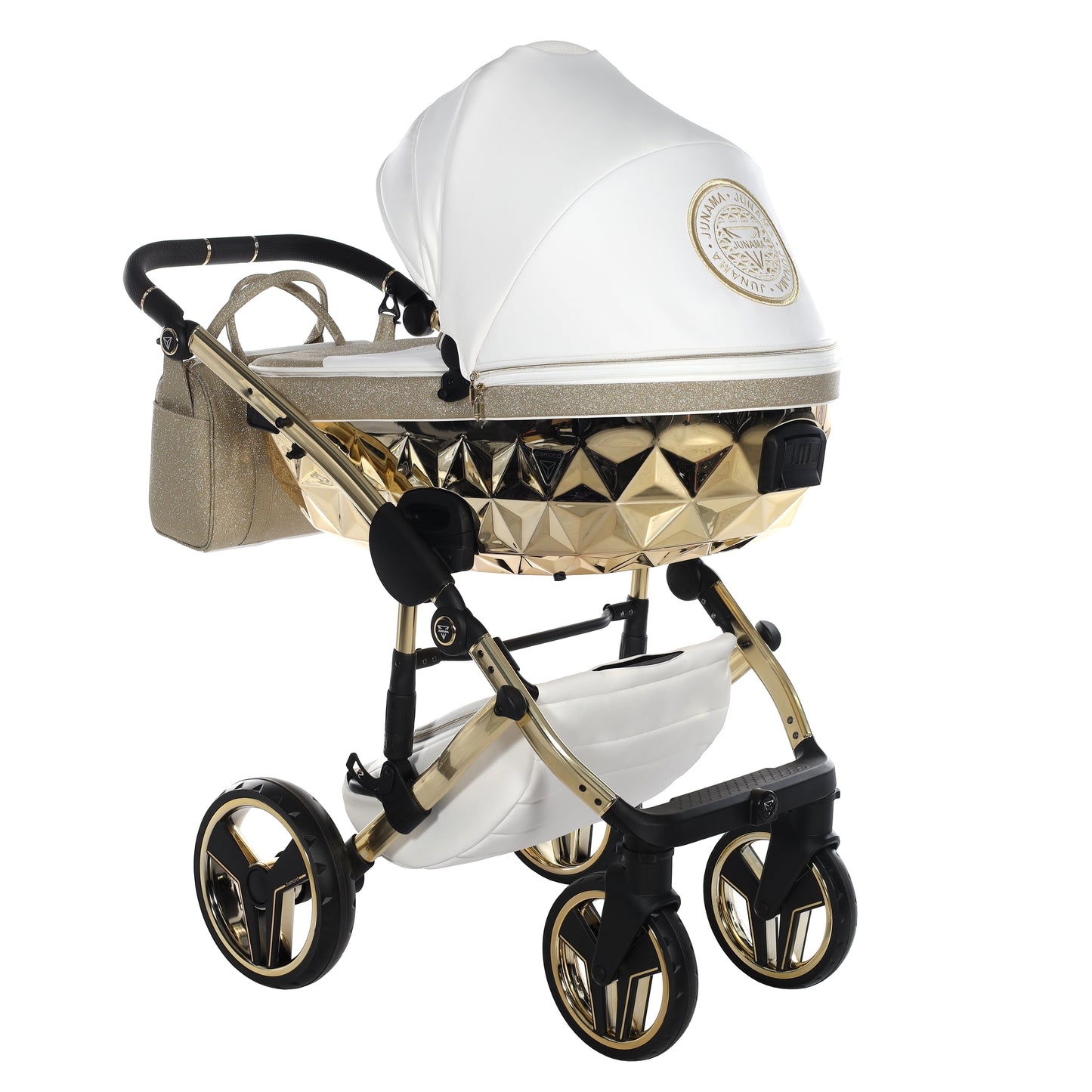 Junama Handcraft Glitter 3 in 1 Stroller Gold White