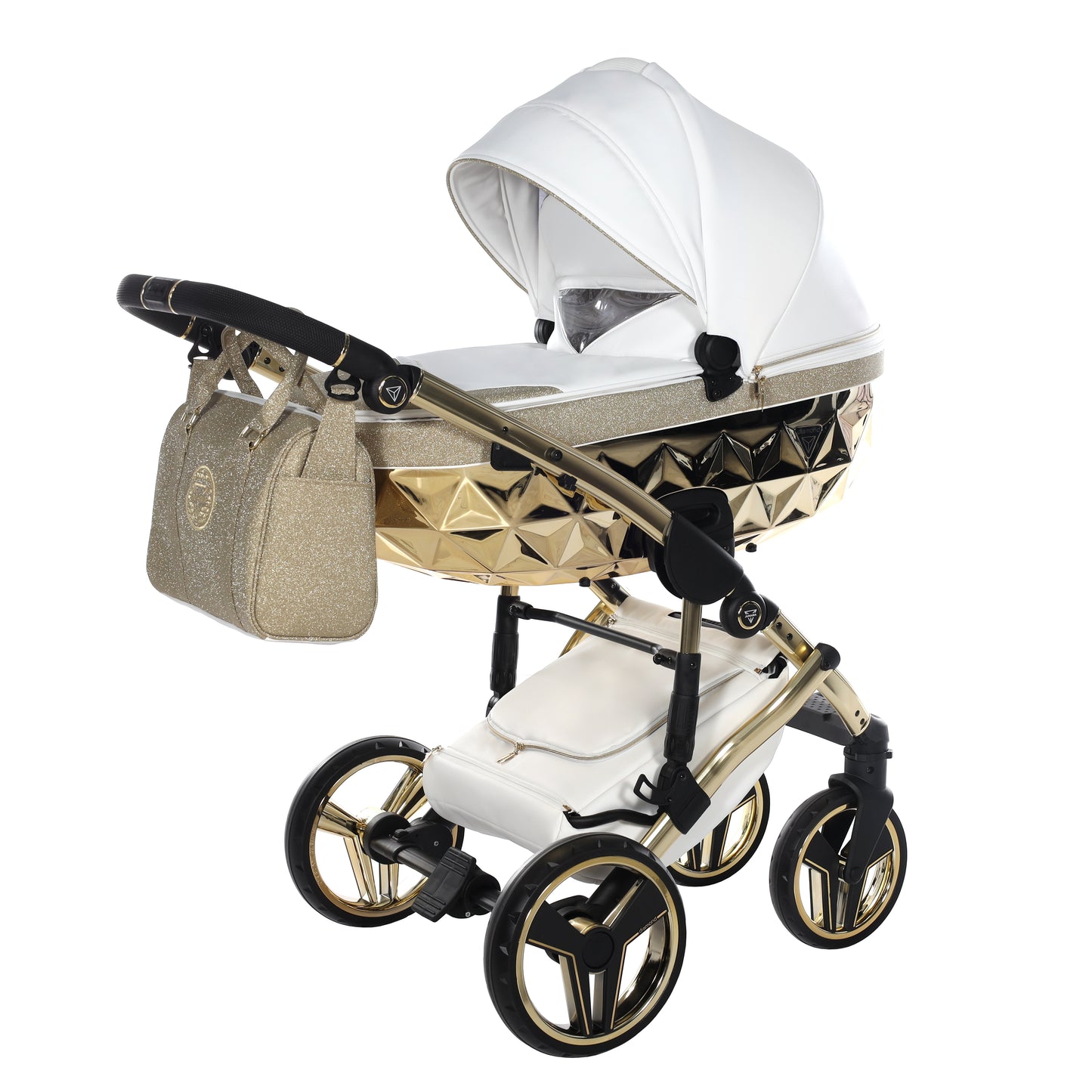 Junama Handcraft Glitter 3 in 1 Stroller Gold White