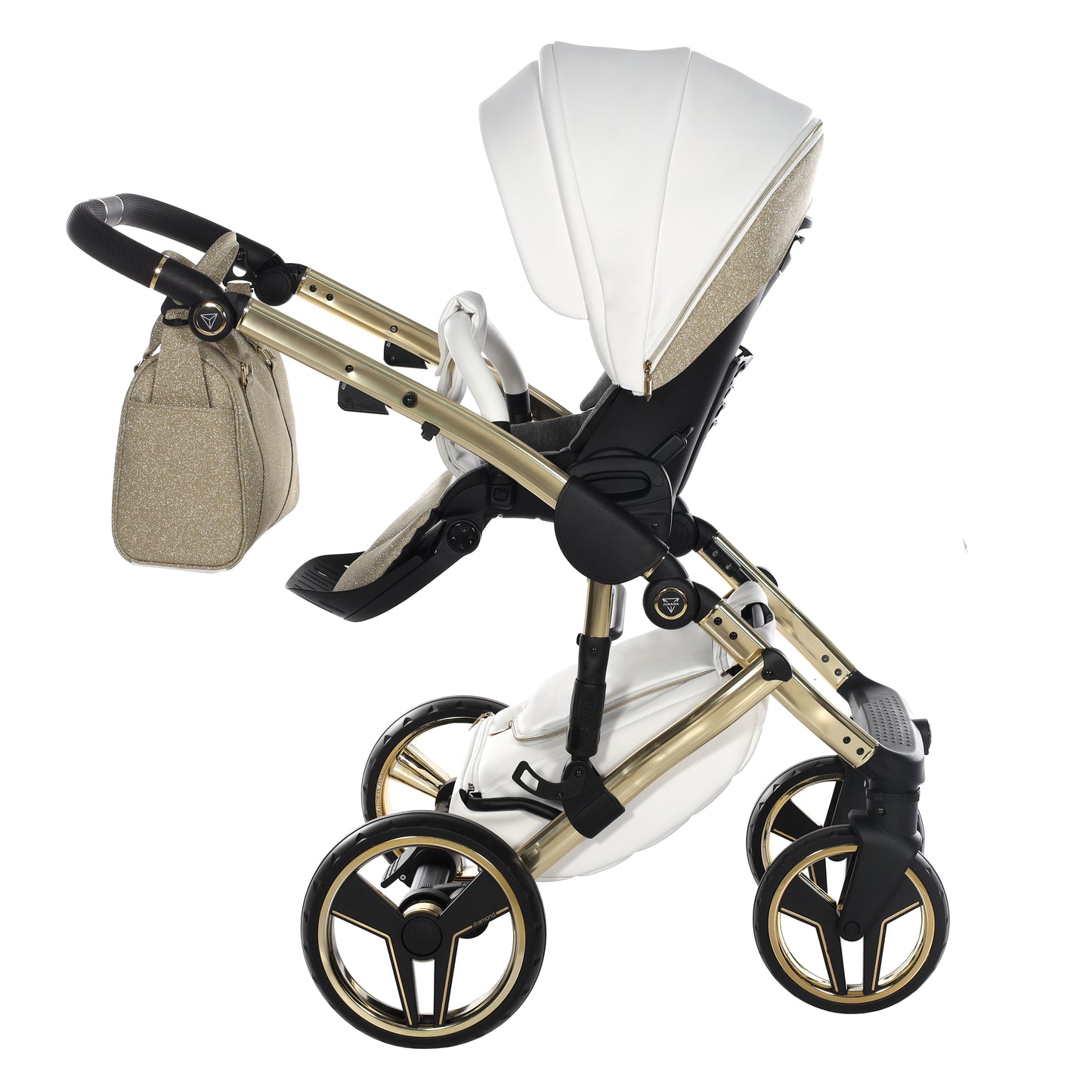 Junama Handcraft Glitter 3 in 1 Stroller Gold White