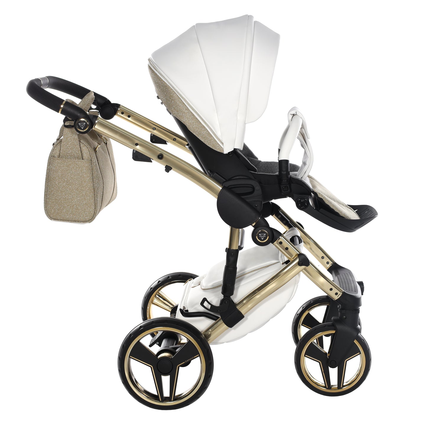 Junama Handcraft Glitter 3 in 1 Stroller Gold White