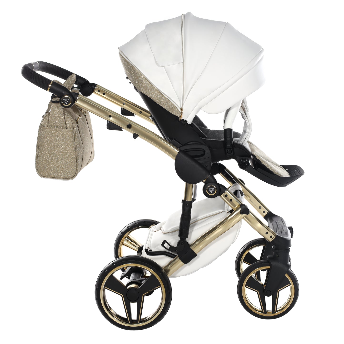 Junama Handcraft Glitter 3 in 1 Stroller Gold White