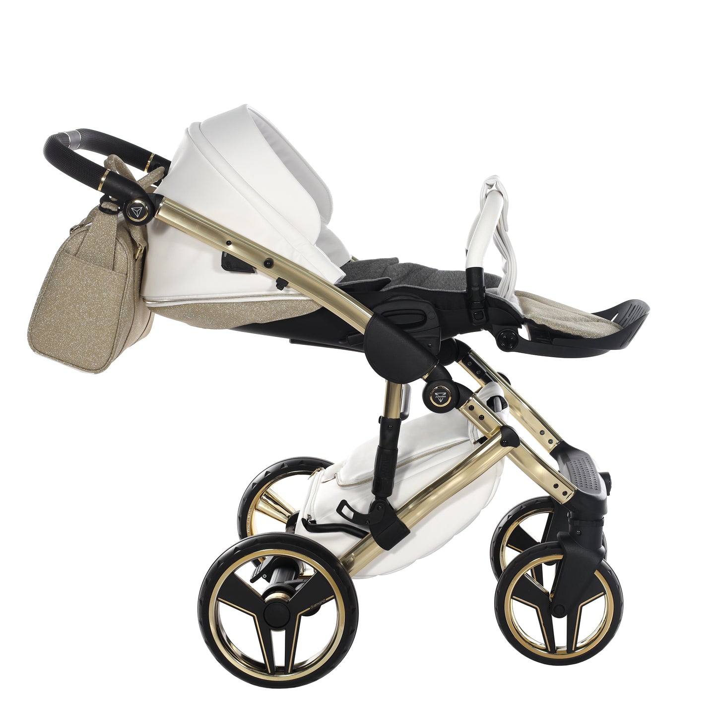 Junama Handcraft Glitter 3 in 1 Stroller Gold White