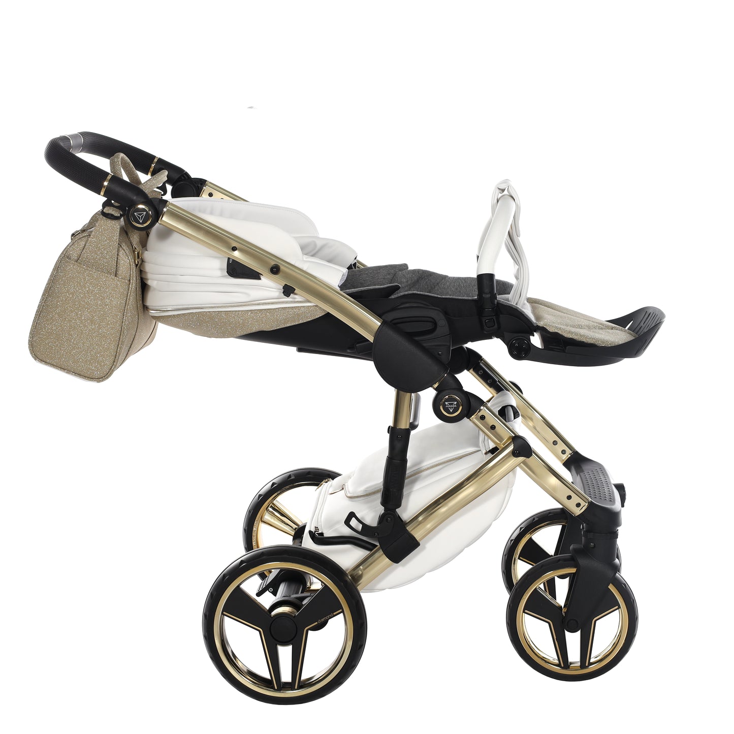 Junama Handcraft Glitter 3 in 1 Stroller Gold White