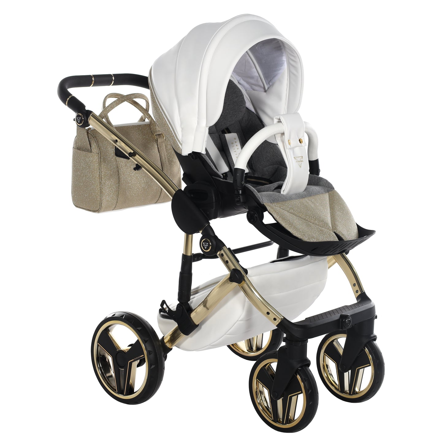 Junama Handcraft Glitter 3 in 1 Stroller Gold White