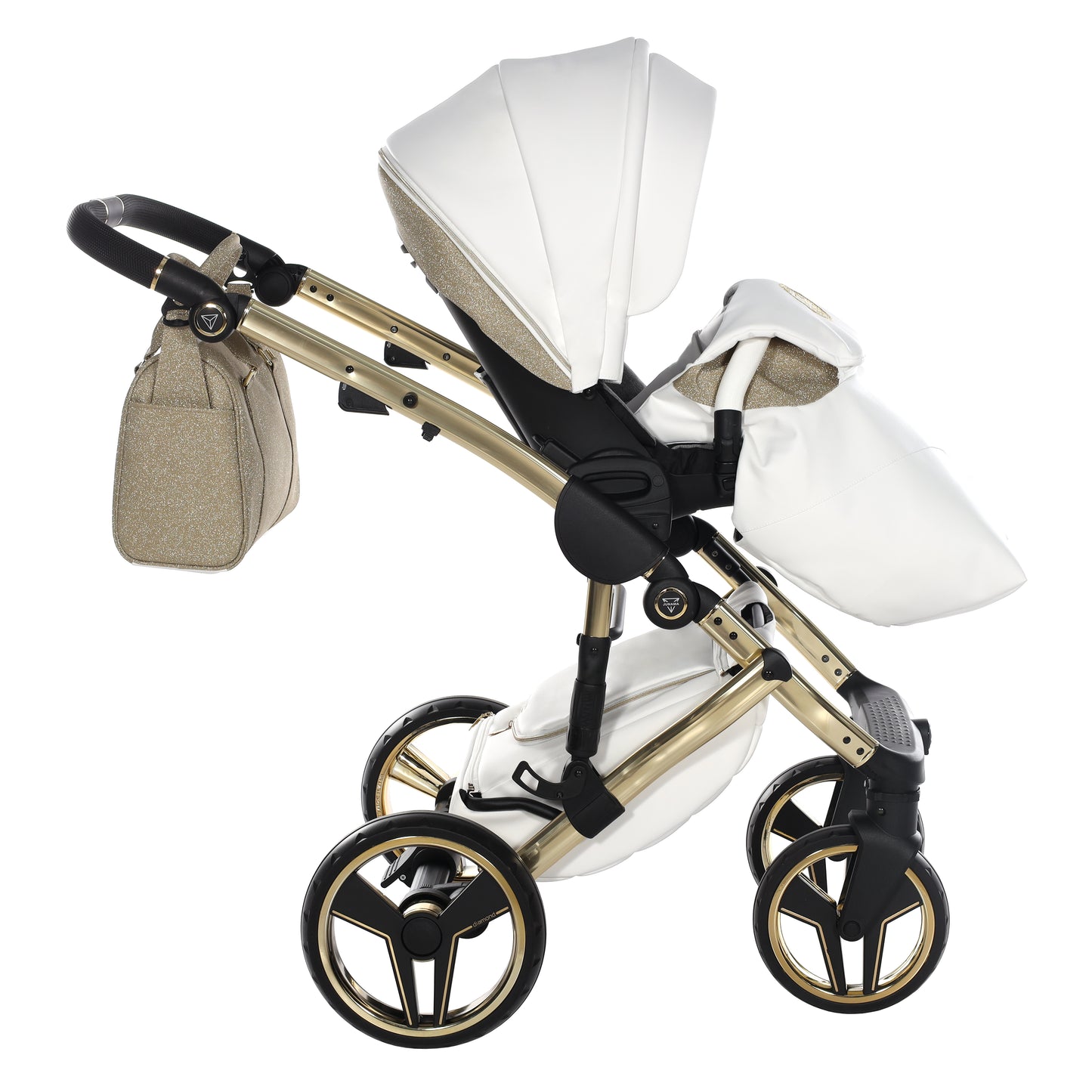 Junama Handcraft Glitter 3 in 1 Stroller Gold White