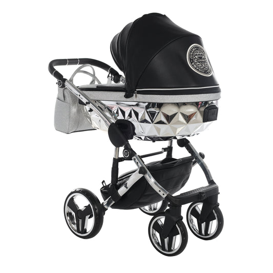 Junama Handcraft Glitter 3 in 1 Stroller Platinum Black Color