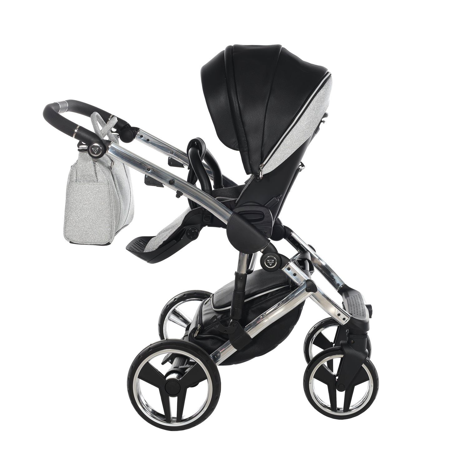 Junama Handcraft Glitter 3 in 1 Stroller Platinum Black Color