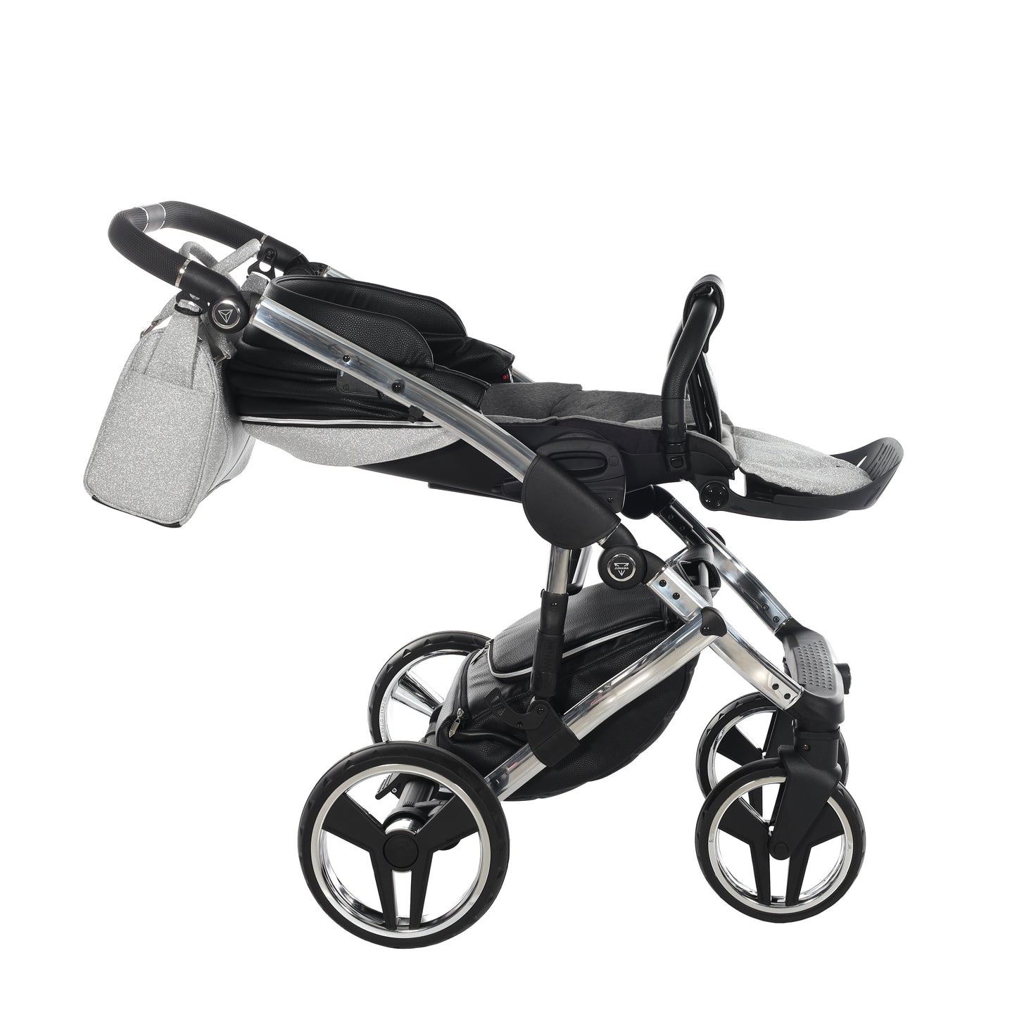 Junama Handcraft Glitter 3 in 1 Stroller Platinum Black Color