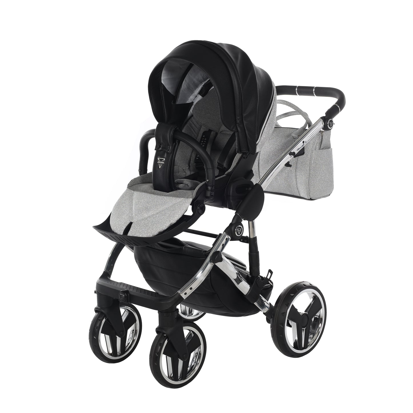 Junama Handcraft Glitter 3 in 1 Stroller Platinum Black Color