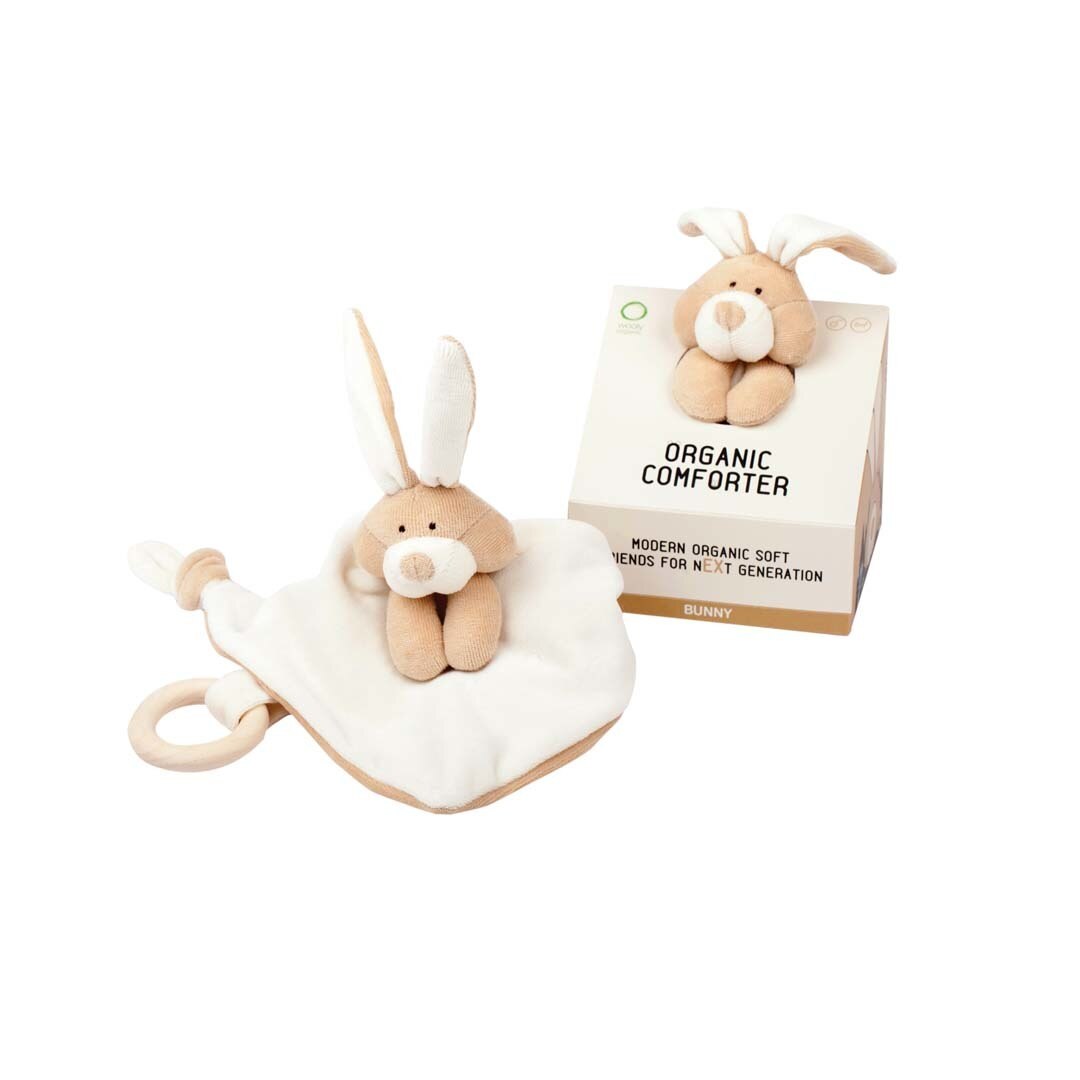 Wooly Organic Conforter Bunny with Wooden Teether