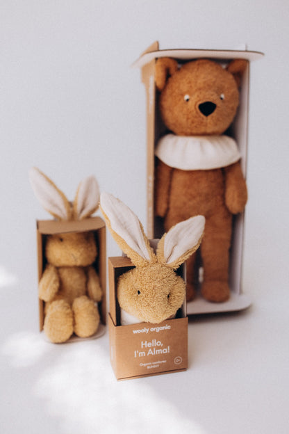 Wooly Organic Muslin Comforter with Soft Toy - Bunny