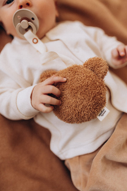Wooly Organic Pacifier Holder - Teddy
