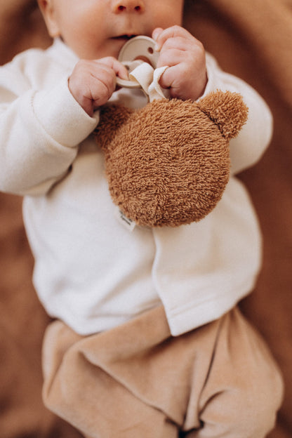 Wooly Organic Pacifier Holder - Teddy