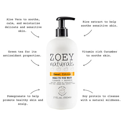 Zoey Naturals Sweet Citrus Head to Toe Wash