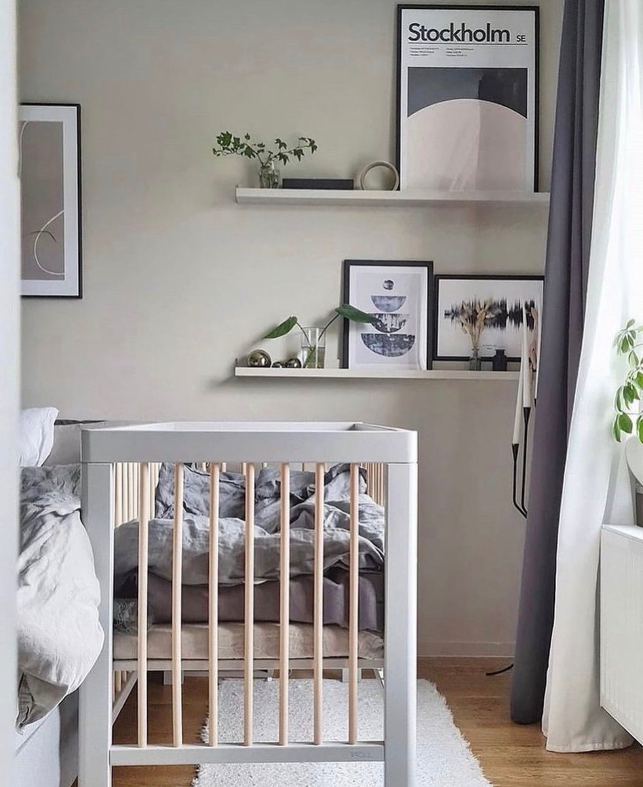 Cot Lukas Collection Soft Grey/Wax with Conversion Junior Rail