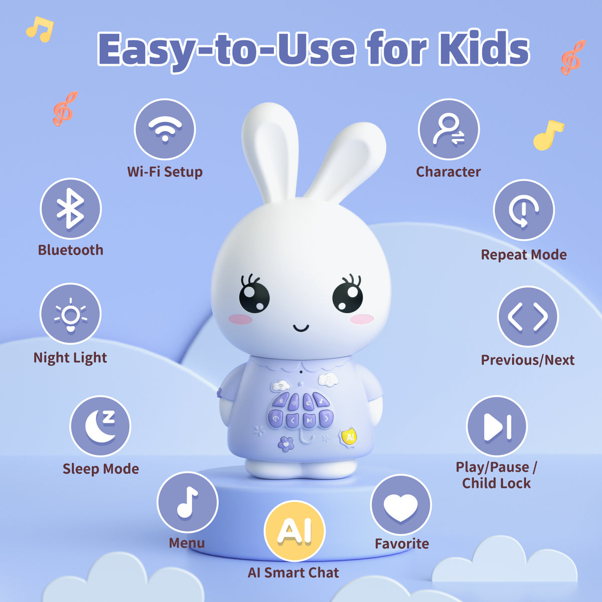 Smart AI Bunny - Interactive Educational AI Toy for Curious Young Minds