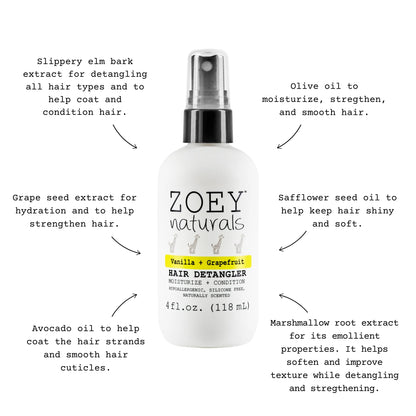 Zoey Naturals Vanilla Grapefruit Hair Detangler