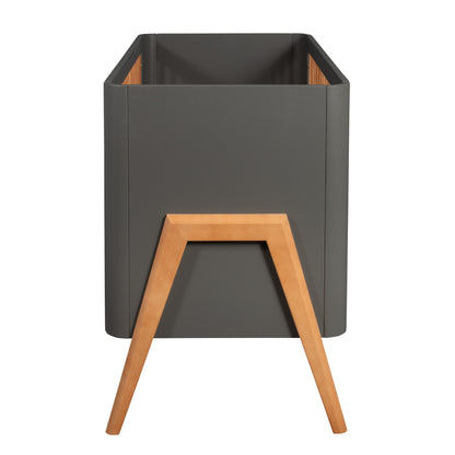 Cot Torsten Seal Grey/Teak Collection with Junior Conversion Rail 120x60 cm
