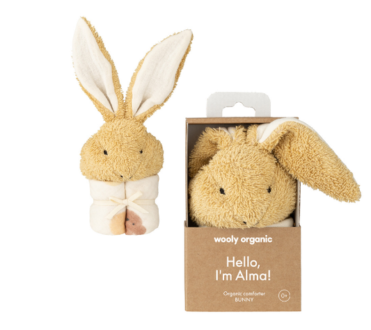 Wooly Organic Muslin Comforter with Soft Toy - Bunny