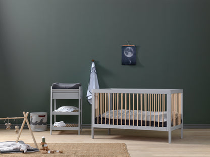 Cot Lukas Collection Soft Grey/Wax with Conversion Junior Rail 120x60 cm