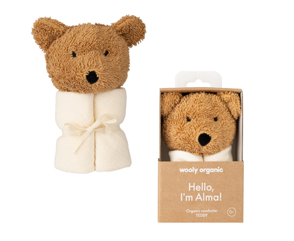 Wooly Organic Muslin Comforter with Soft Toy - Teddy