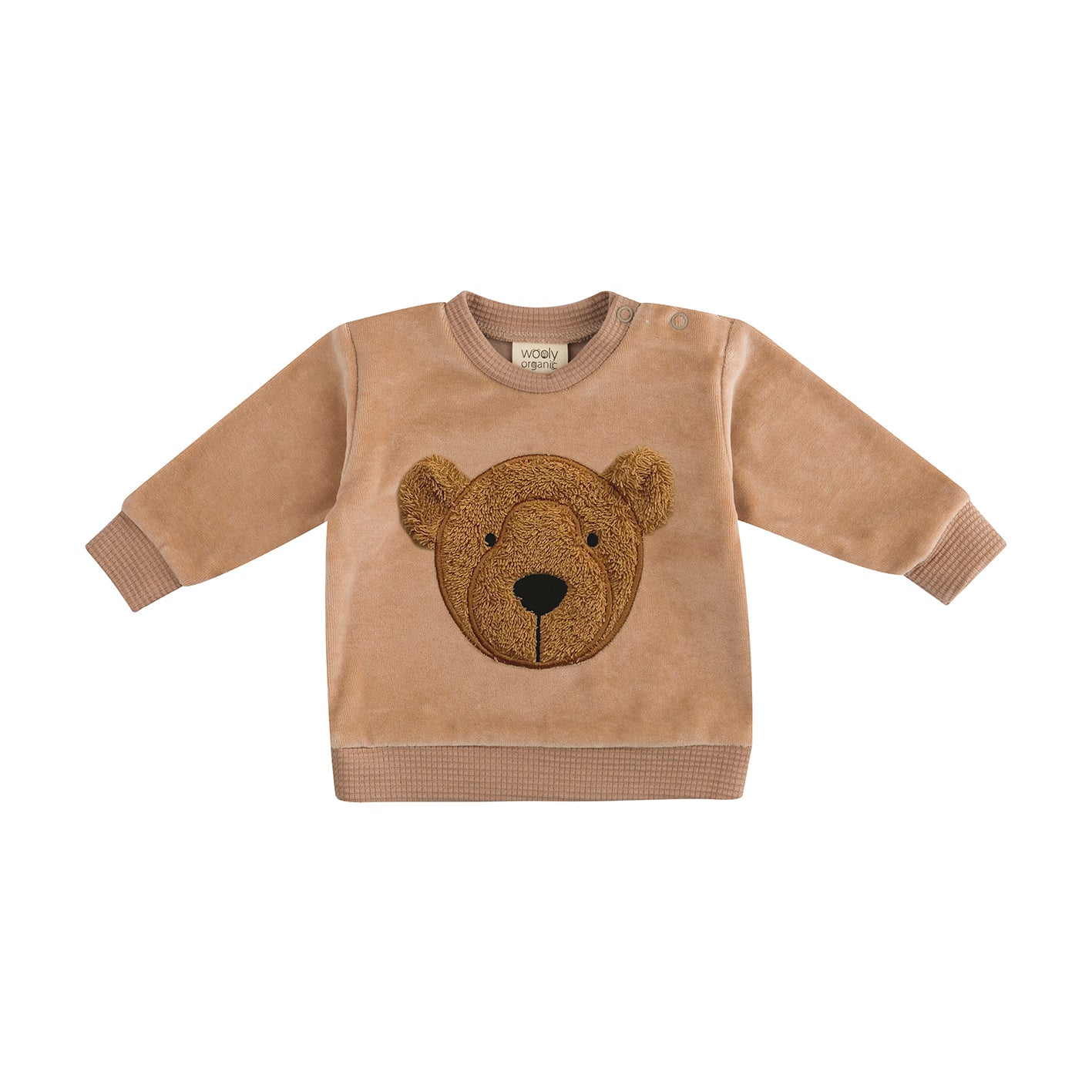 Wooly Organic Teddy Embroidered Sweater and Trousers Set – Light Brown/Caramel Brown