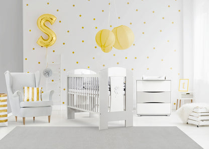Crib Nati Collection With Grey Bedding Container 120 x 60 cm
