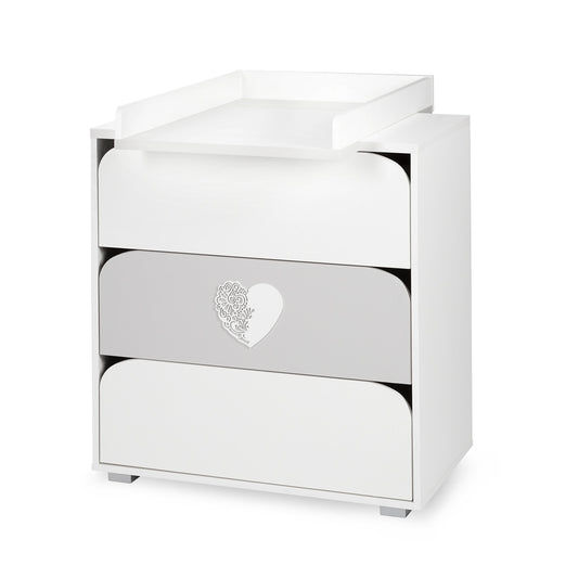 Chest of Drawers Nel Heart Collection with Removable Changing Tray