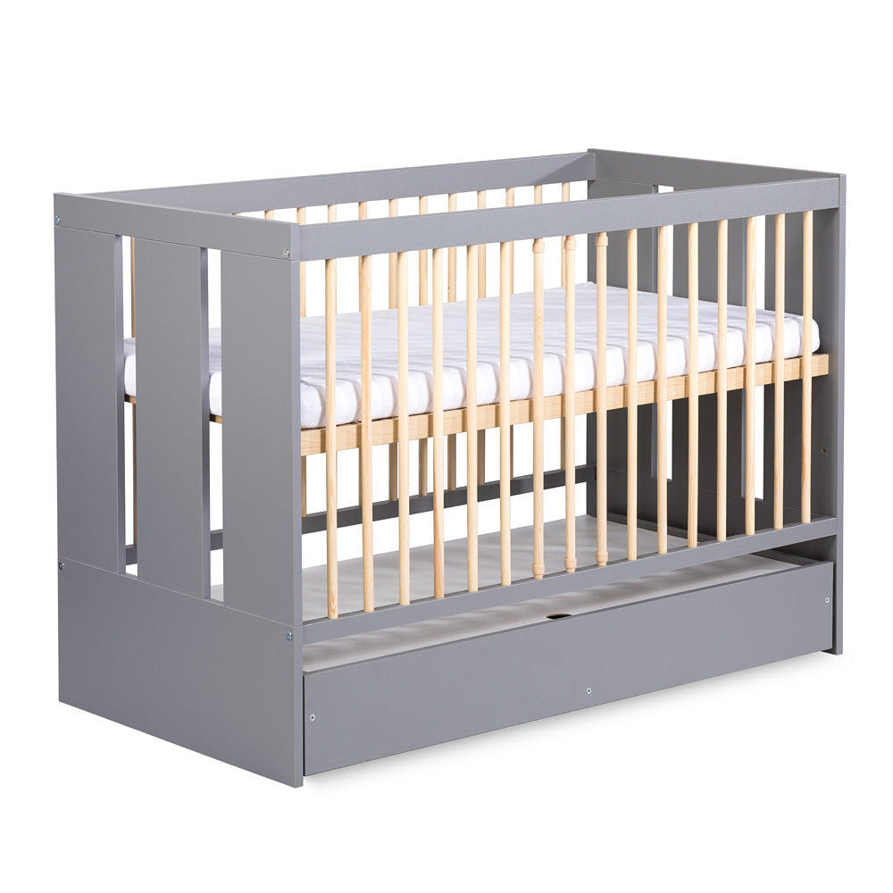 Crib Pauline Collection 120 x 60 cm with bedding container & safety rail